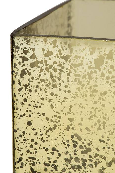4" X 4" X 4" Square Glass Vase Mercury Gold