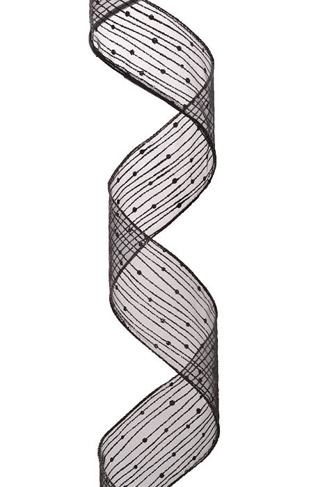 2.5" X 10Yds Wired Twinkling Ribbon Black