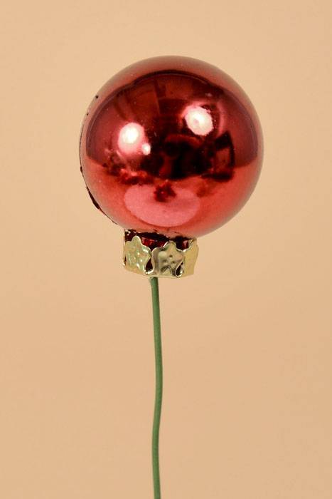 20mm Shiny Stem Ball W/wire Red Pkg/12