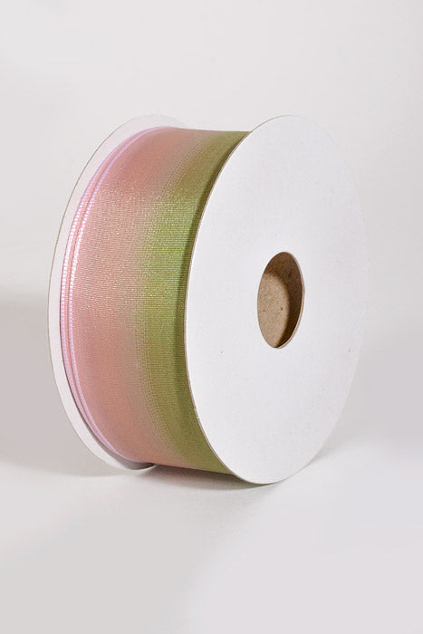 1.5" X 25Yds Wired French Ombre Ribbon Green/Peach