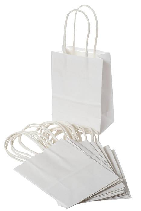 4.25 X 2.25 X 6" Kraft Shopping Bag White Pkg/12