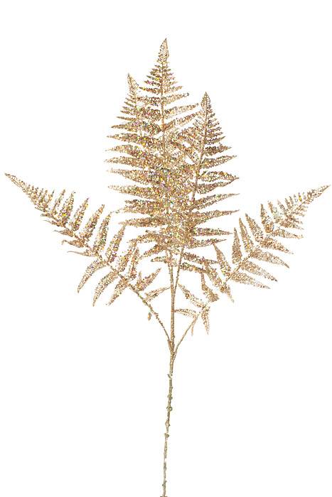 33" Sequin/glitter Fern Spray Gold