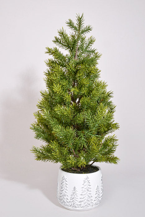 24" Artificial Pine With Pot Green