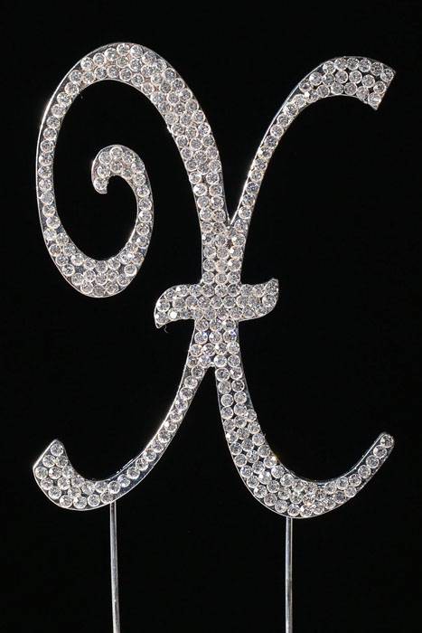 4.5" Rhinestone Letter "x" Cake Topper Silver