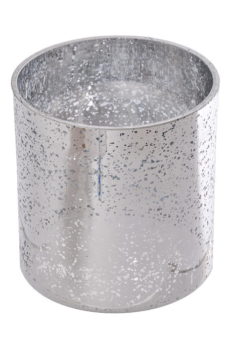 5" X 5" Mercury Glass Cylinder Vase Silver