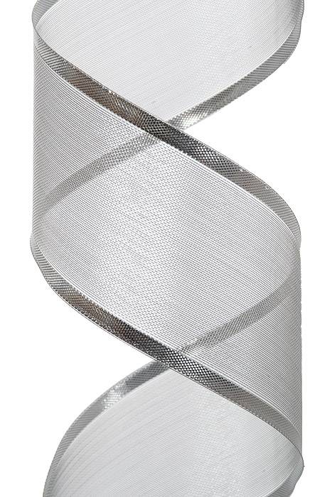 2" X 25yds Wired Metallic Organza Ribbon Silver