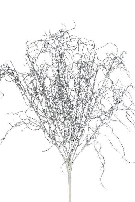 20" Glitter Wild Grass Bush Silver