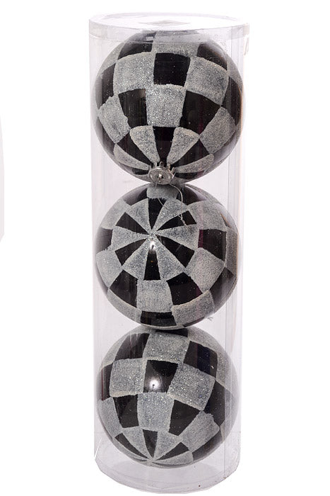 6" Ornament Ball Black/White Box/3