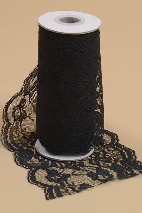 6" X 10yds Lace Ribbon Black
