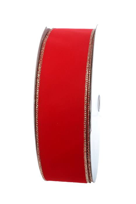 2.5" X 50yds Value Velvet Wired Ribbon Red/gold