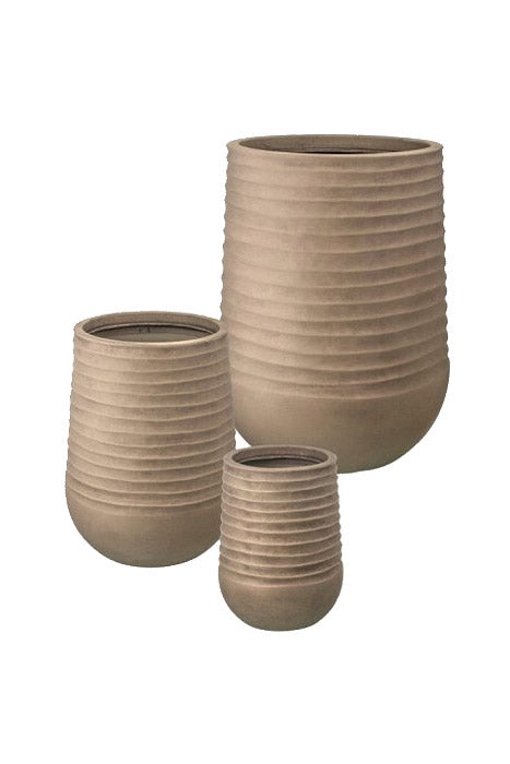14"- 28" Hi- Dense Resin Tall Wave Planter Concrete Set/3
