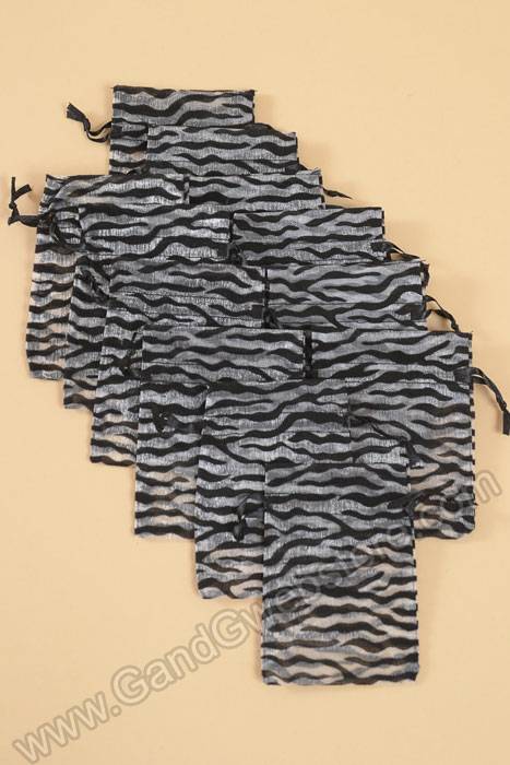 3" X 4" Sheer Bag W/zebra Print Silver/black Pkg/12