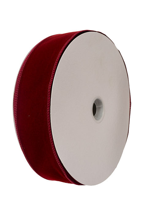 2.5" X 50Yds Wired Velvet Matching Edge Ribbon Burgundy