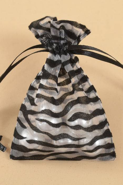 3" X 4" Sheer Bag W/zebra Print Silver/black Pkg/12