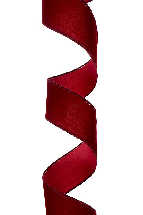 2.5" X 50Yds Wired Velvet Matching Edge Ribbon Burgundy