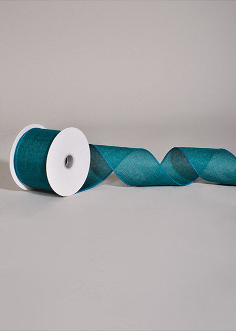 2.5" X 10Yds Wired Poly Linen Ribbon Teal