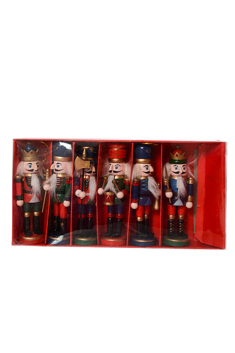 5.5" Mix Wooden Nutcracker Ornament Red/Green/Blue Pkg/6