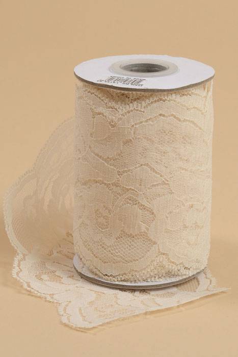 4" X 10yds Lace Ribbon Ivory
