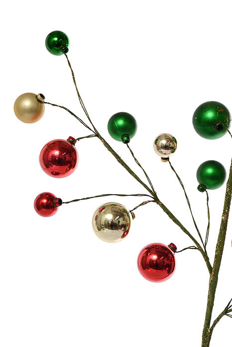 31" VP Mixed Matte/Shiny Ball Spray Red/Green/Gold