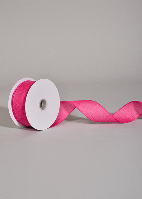 1.5" X 10Yds Wired Poly Linen Ribbon Fuchsia