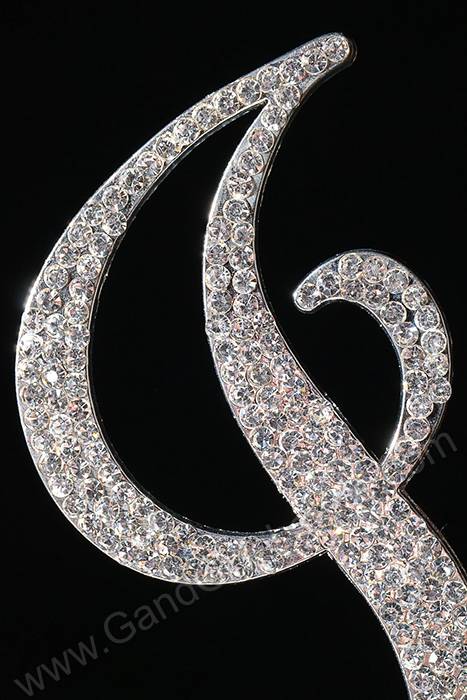 4.5" Rhinestone Letter "i" Cake Topper Silver