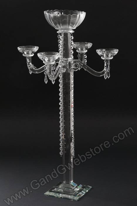 32" Crystal 5-lite Candelabrum W/beads Clear