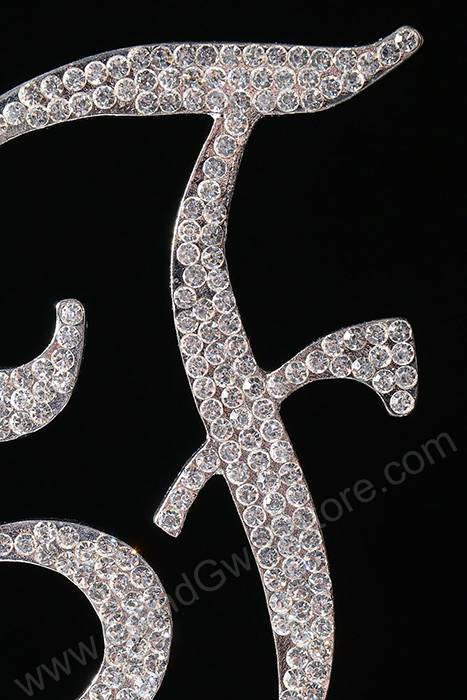 4.5" Rhinestone Letter "f" Cake Topper Silver