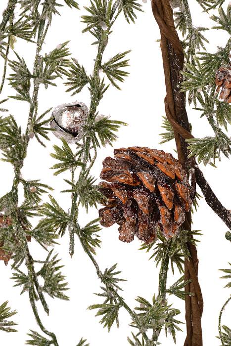 54" Frost Glitter Ming Pine/Jingle bells Garland Green/Silver