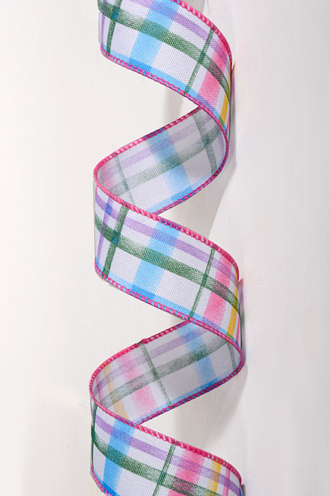 1.5" x 10Yds Wired Watercolor Tuttola Ribbon Plaid Multi Color