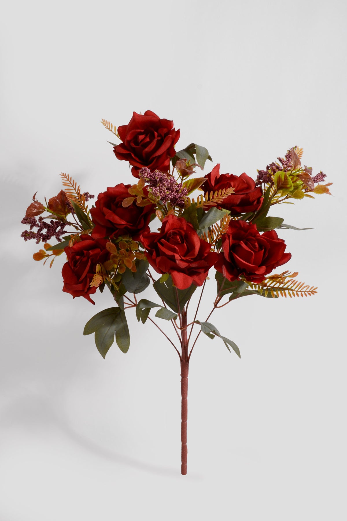 19" Artificial Mixed Rose Bush Red