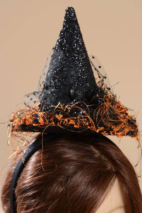 Witch Hat Headband Black/orange