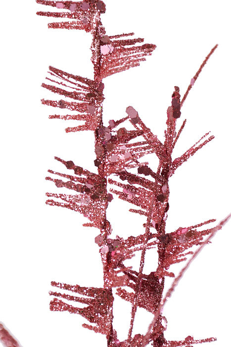 35" Glitter Mica Mini Leaf Grass Spray Pink