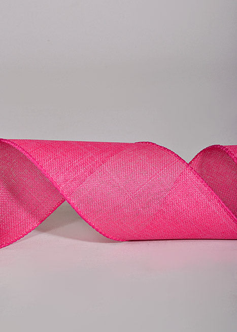 2.5" X 10Yds Wired Poly Linen Ribbon Fuchsia