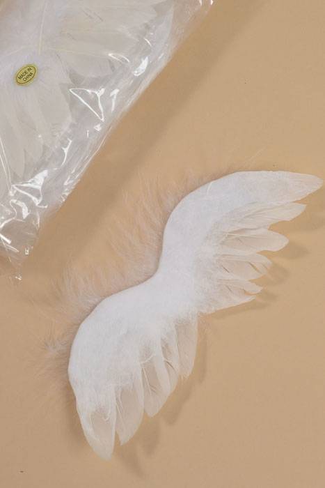 2.5" X 7" Feather Angel Wings White Pkg/12