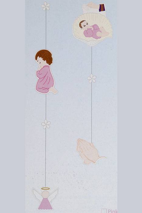 19" X 72" Bautizo Hanging Cardboard Garland Pink