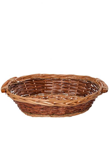 16.5x13x4 Oval Willow & Rope Light Brown
