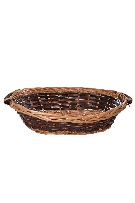 16.5x13x4 Oval Willow & Rope Dark Brown