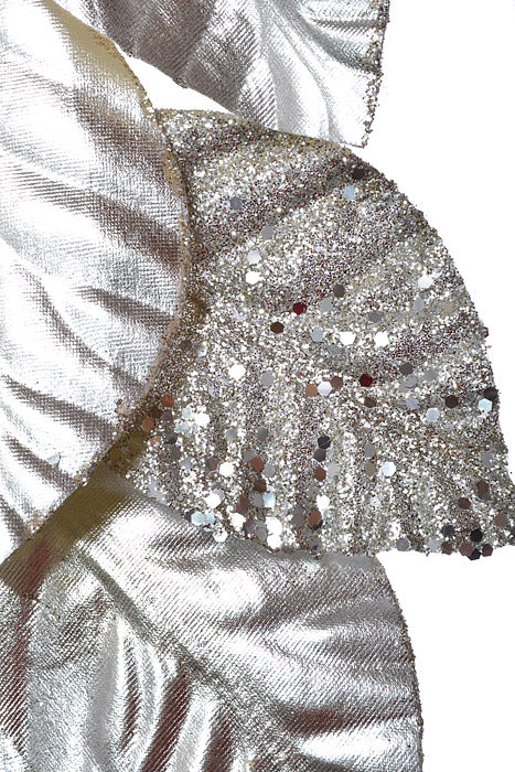 59" Glittered Metallic Magnolia Leaf Garland Platinum