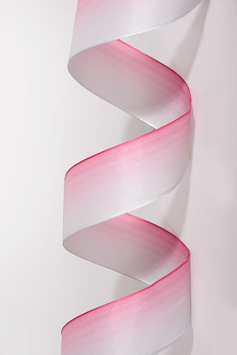 1.5" X 25Yds Wired French Ombre Ribbon Pink/White