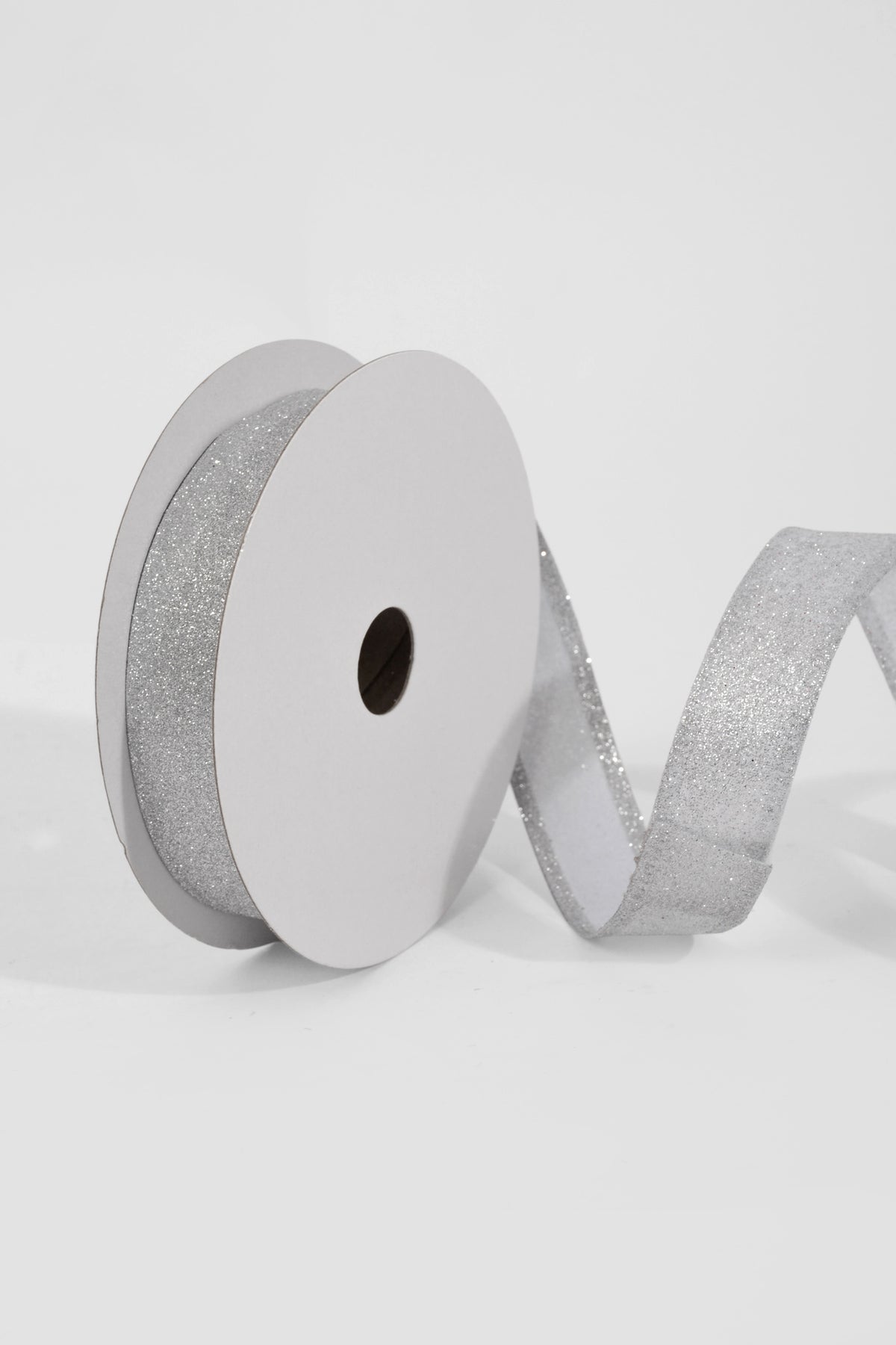 7/8" X 10Yds Wired All Flat Glitter Ribbon Silver