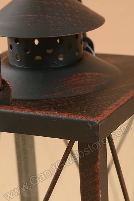 5.5" X 12" Metal & Glass Candle Lantern Brown/copper