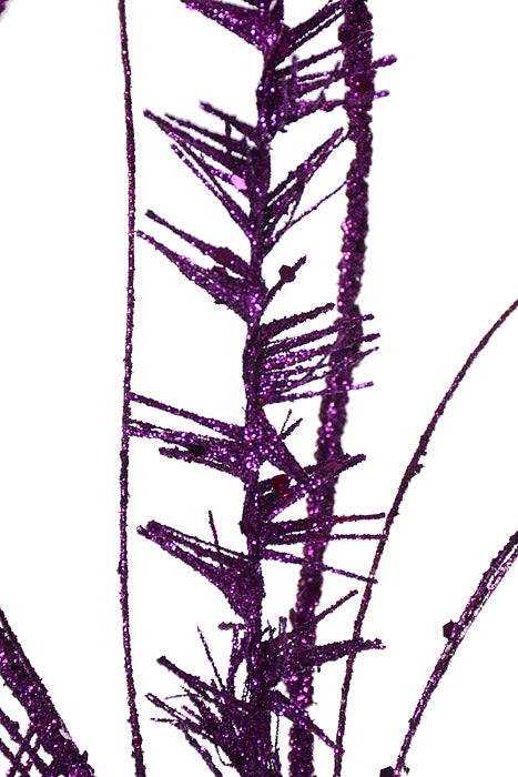 35" Glitter Mica Mini Leaf Grass Spray Purple