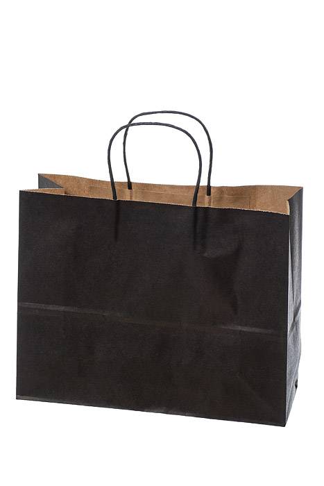 12.5" X 4.25" X 9.75" Kraft Shopping Bag Black Pkg/12