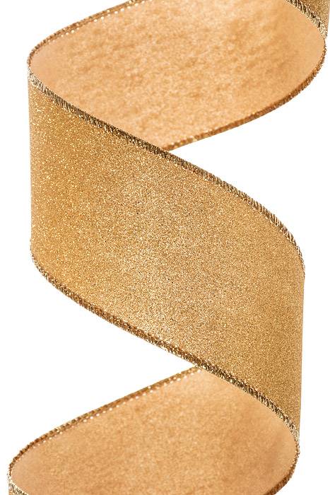 2.5" X 10y Wired All Flat Glitter Gold