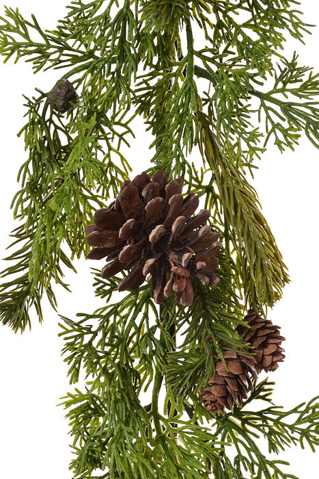 6Ft Mix Pine Garland With Cone Green