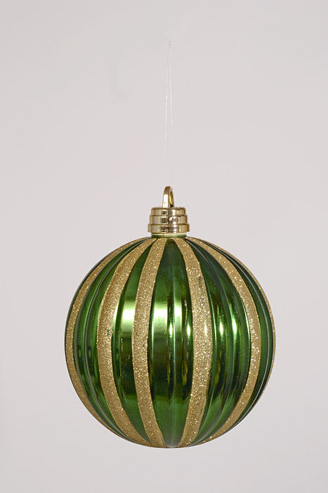 12" Xmas Ornament Ball Green/Gold