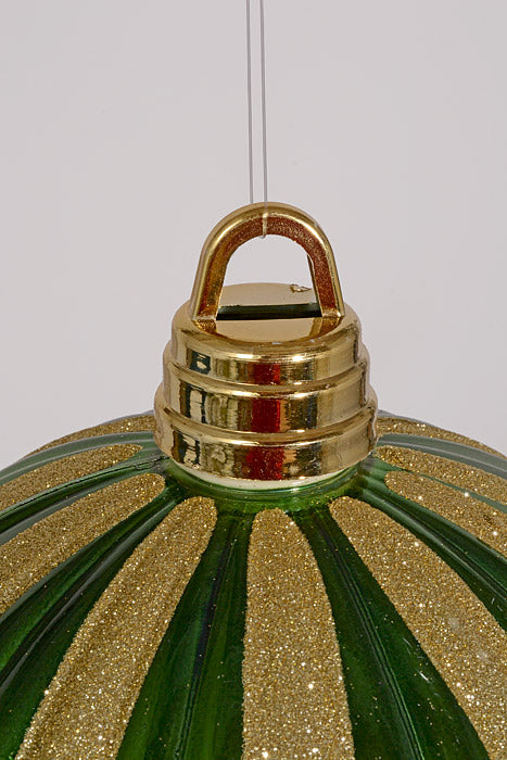 12" Xmas Ornament Ball Green/Gold