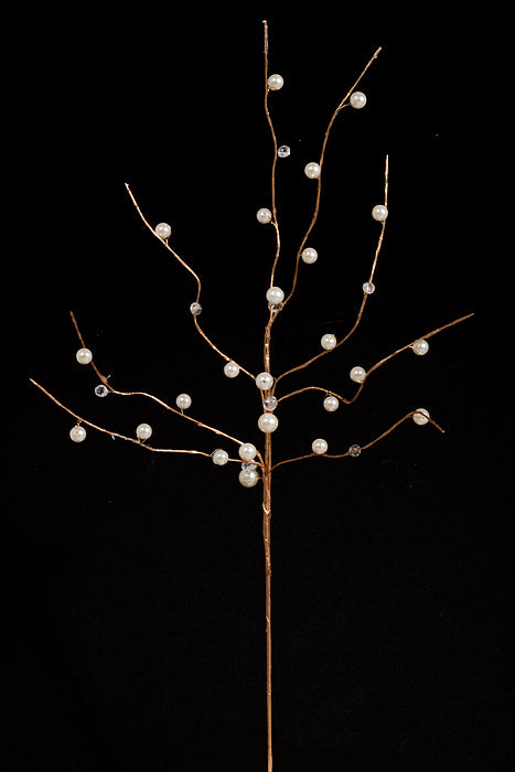 25.5" Pearlized Bead Spray Champagne/White