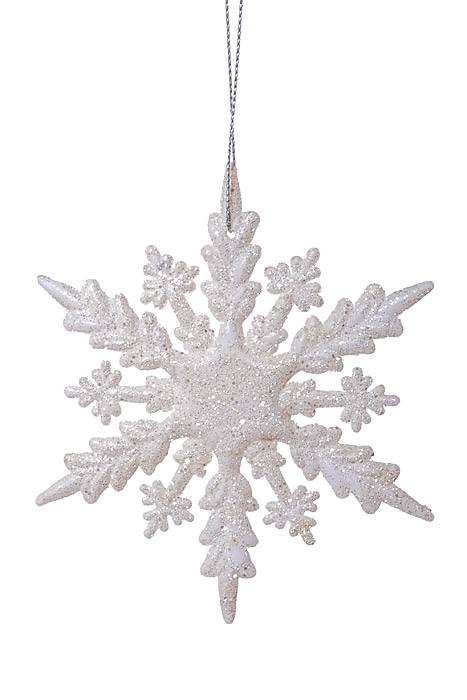 4" Glitter Snowflake White Pkg/12