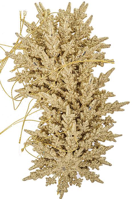 4" Glitter Snowflake Gold Pkg/12